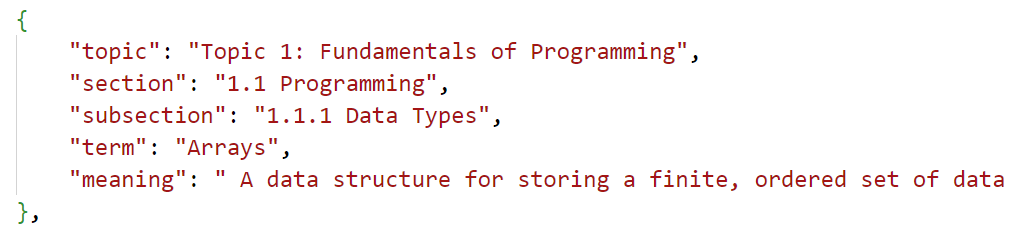 image of key terms code