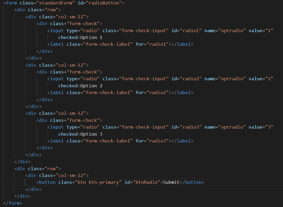 image of code for an check box